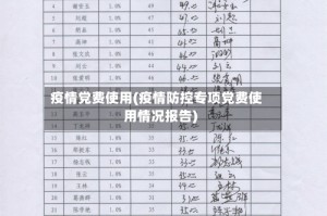 疫情党费使用(疫情防控专项党费使用情况报告)