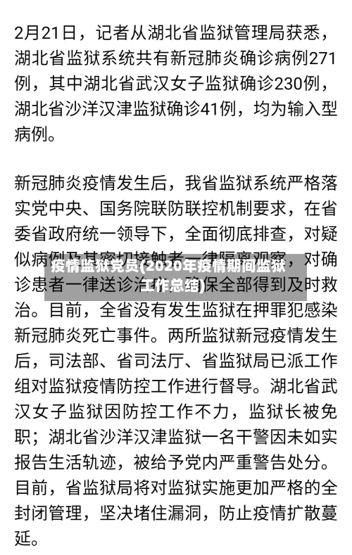 疫情监狱党员(2020年疫情期间监狱工作总结)-第1张图片